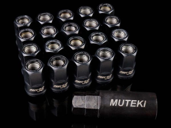 Wheel Mate Muteki HR38 Open End Lug Nuts 12x1.50 Black   Black Ring For Cheap